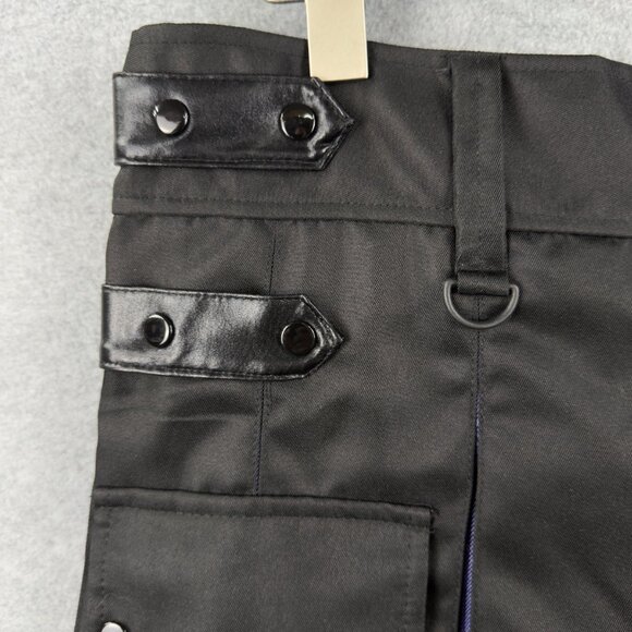 Black & Purple Tartan Utility Kilt-Style Skirt, Snap-Flap Pocket & Belt Tabs, XL - Picture 7 of 10